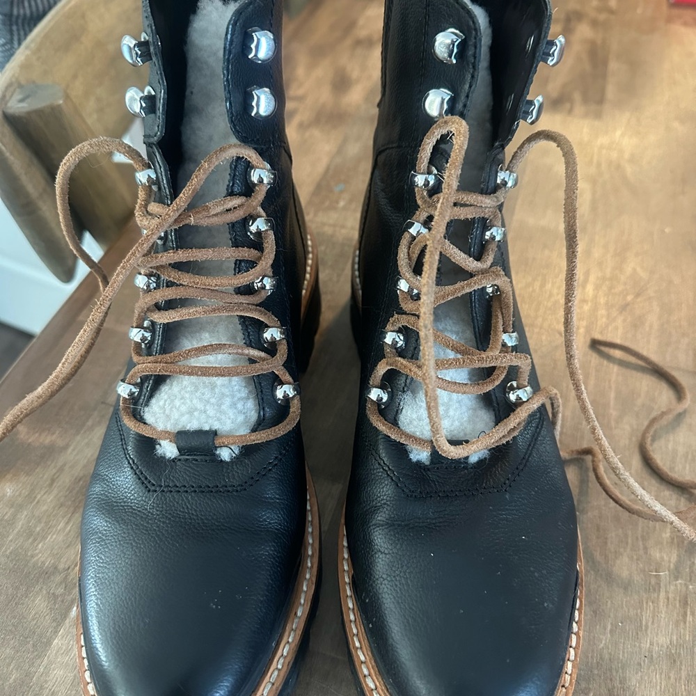 Marc Fisher Black Leather Combat Boots
